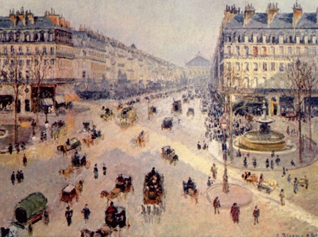 Scène d'une rue parisienne au XIXème siècle